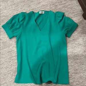 Vibrant Green V-Neck Top